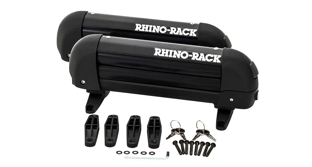 572 – RHINO RACK Ski Carrier - Roof Rack Kit, Carries Up to 2 Pairs Of Skis/ 1 Narrow Snowboard Lockable With 2 Ski C...